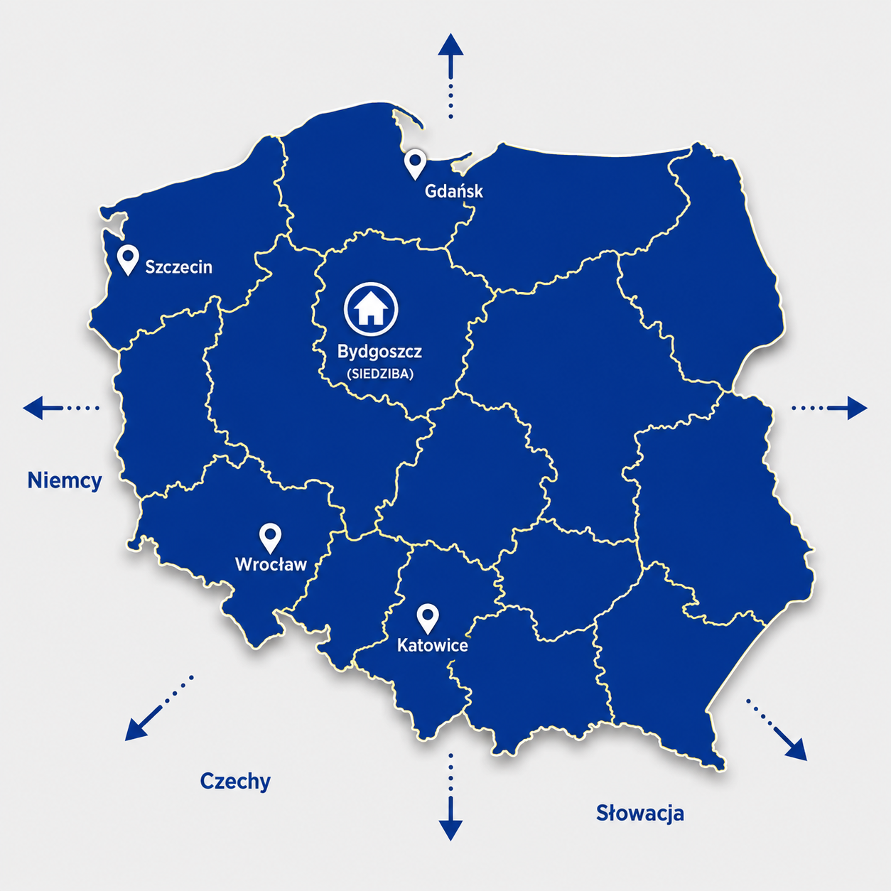 Mapa Polski - zasięg działania ATURAIL